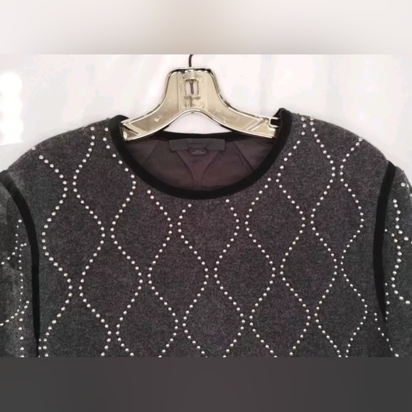 Alexander Wang Wool Cashmere Studded Sweater Pullover Gray Quilted Sz M - Picture 2 of 11